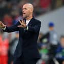 Manchester United boss Erik ten Hag during the Champions League loss in Munich. (Photo by Matthias Hangst/Getty Images)
