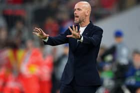 Manchester United boss Erik ten Hag during the Champions League loss in Munich. (Photo by Matthias Hangst/Getty Images)