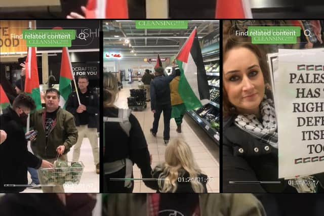 Stills from the footage of the protest in Belfast