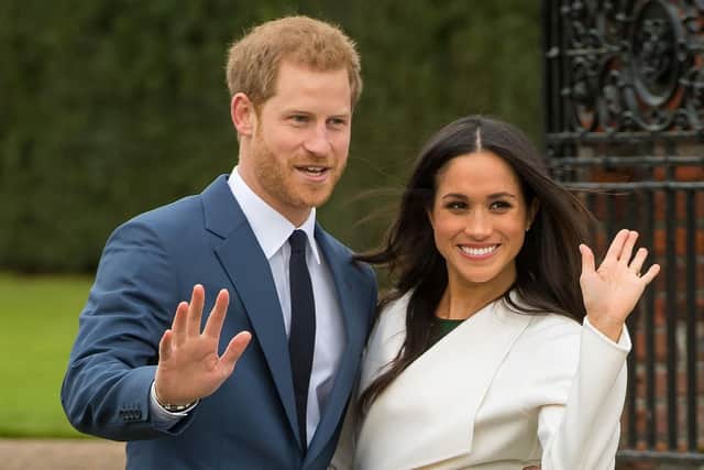 Prince Harry and Meghan Markle in the Sunken Garden at Kensington Palace, London. Harry's memoir 'Spare' has broken sales records and caused intense scrutiny of the royal family.