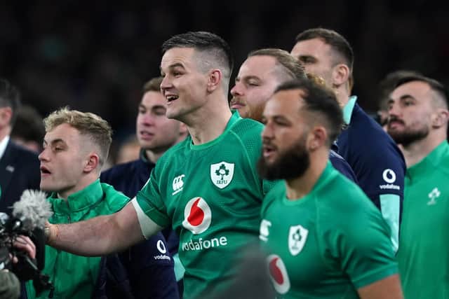 Johnny Sexton and Ireland celebrated a Grand Slam triumph in Dublin on Saturday after victory over England.