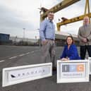 Three Northern Ireland-based companies will be highlighting the epitome of supply chain excellence, and the region’s thriving aerospace manufacturing sector at the Aircraft Interiors Expo in Hamburg later this month. Pictured are Francis McCartan, Bradfor Ltd, Joanne Liddle, IPC Mouldings and Stephen Cromie, The Exact Group