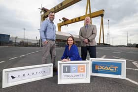 Three Northern Ireland-based companies will be highlighting the epitome of supply chain excellence, and the region’s thriving aerospace manufacturing sector at the Aircraft Interiors Expo in Hamburg later this month. Pictured are Francis McCartan, Bradfor Ltd, Joanne Liddle, IPC Mouldings and Stephen Cromie, The Exact Group