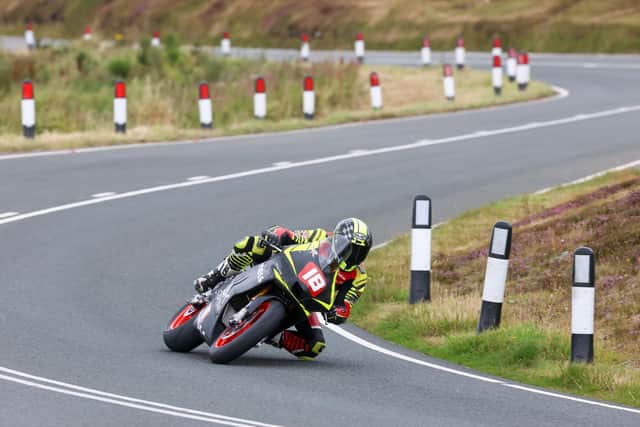 Italian rider Salvatore Sallustro (BK Corse/Faraldo Racing Aprilia) was seriously injured in a crash during Manx Grand Prix practice on Sunday. (Photo by Callum Staley/Pacemaker Press)