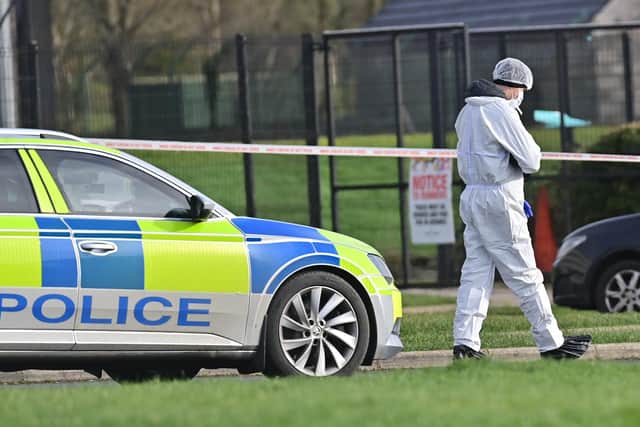 Forensics at the scene of the DCI Caldwell shooting in Omagh