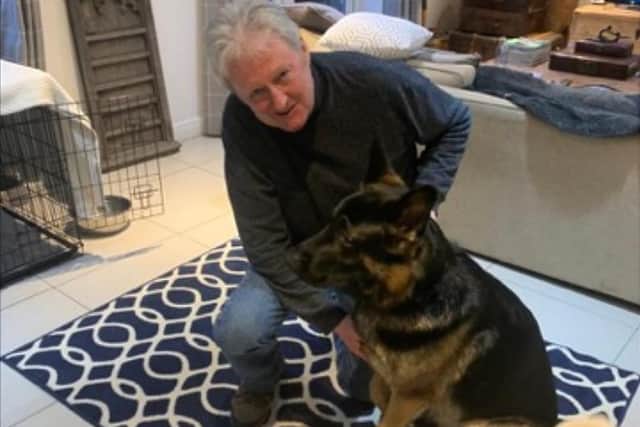 Former Coronation Street star Charlie Lawson and his dog Seamus