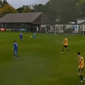 Comber Rec goalkeeper Corey Pollock scored in Saturday's Irish Cup win. (Photo via Comber Rec footage)