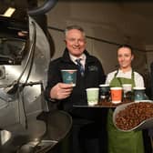 Robert Bell, managing director of SD Bell & Co, Neve Carson, Barista from Grand Central Hotel and Howard Hastings, chairman of Hastings Hotels are pictured as Northern Ireland’s leading collection of Hotels announces a new partnership with Ireland’s oldest independent tea merchants and coffee roasters to create a specially roasted 100% Arabica blend for the group’s six luxurious properties