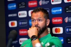 Ireland head coach Andy Farrell during a team announcement at the Mercure Bordeaux Chateau Chartrons, Bordeaux. PIC: David Davies/PA Wire.