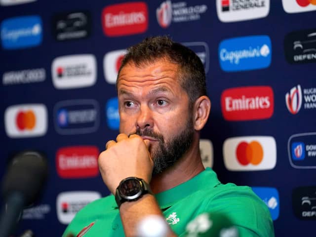 Ireland head coach Andy Farrell during a team announcement at the Mercure Bordeaux Chateau Chartrons, Bordeaux. PIC: David Davies/PA Wire.