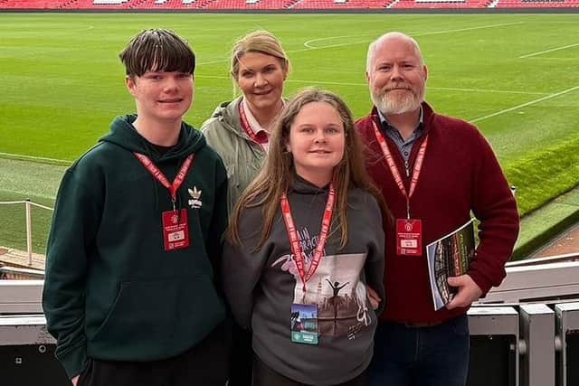 Darragh Cassidy pictured with his mum Fiona, sister Emily and dad Chris