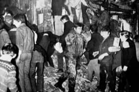 The aftermath of the McGurk's Bar bombing in Belfast in 1971