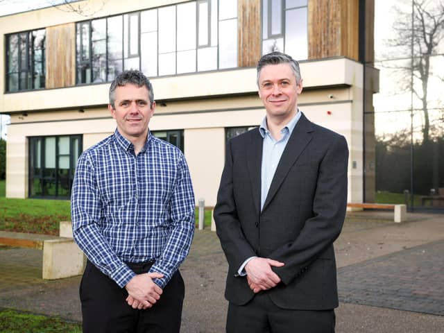 1.	L-R Mark Raphael, General Manager, GMO NI; Gerard Carlin, Director of Networks and Innovation, SONI