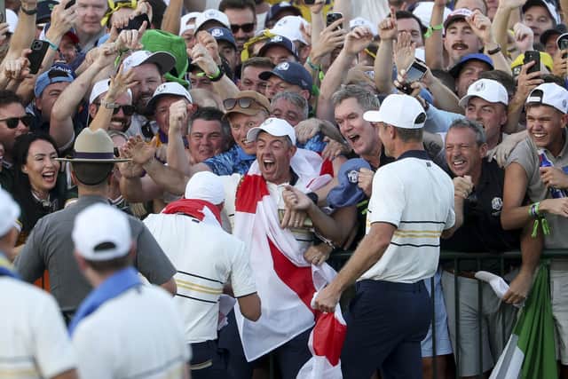 Northern Ireland's Rory McIlroy at the heart of Team Europe celebrations thanks to Ryder Cup success in New York. (Photo by Jamie Squire/Getty Images)
