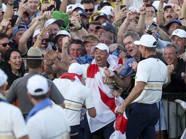 Northern Ireland's Rory McIlroy at the heart of Team Europe celebrations thanks to Ryder Cup success in New York. (Photo by Jamie Squire/Getty Images)
