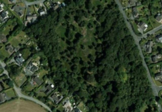 An aerial view of Tullynagardy Wood, Newtownards, included by Ards and North Down Council planners in a report okaying a housing development on the site.