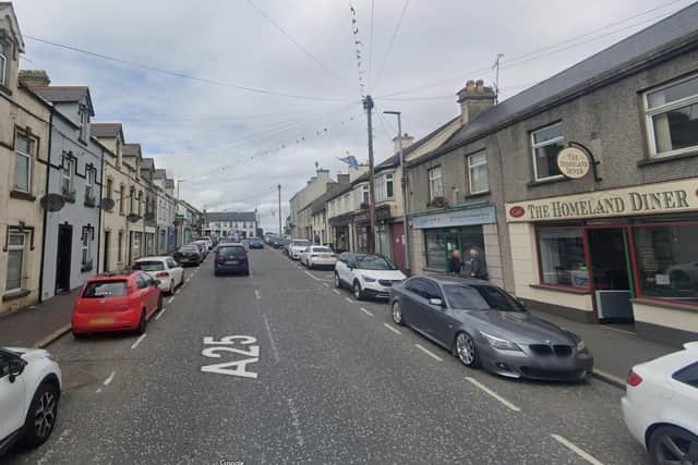 A general view of Downpatrick Street in Rathfriland. PSNI reported that criminal damage was caused in the area on Saturday, which they are treating as a hate crime.
Photo: Google maps.