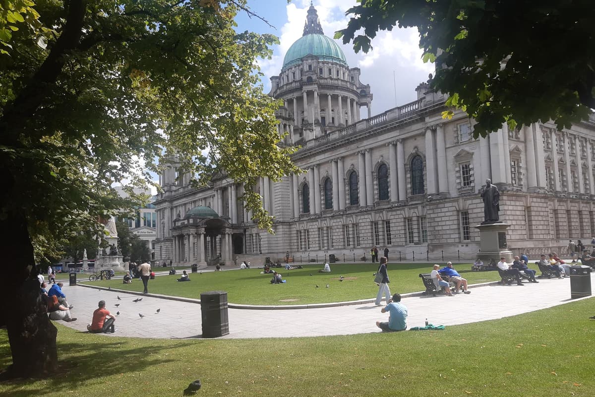 Summer sunshine in the centre of Belfast on Friday at lunchtime but Saturday will sun but also rain