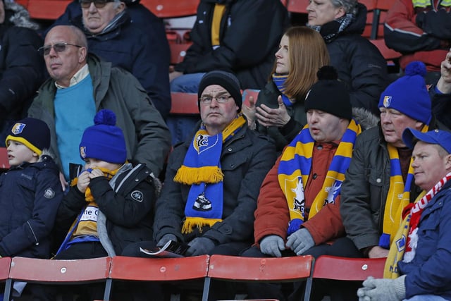 Stags fans ahead of kick-off before a 1-0 defeat to Swindon Town in February 2018.