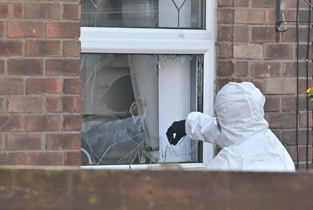 Forensics at the scene of an arson attack in Moyle Gardens in Newtownards in March.