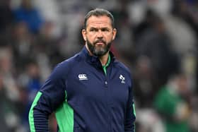 Andy Farrell, Head Coach of Ireland, looks on during the warm up prior to the Guinness Six Nations 2024 match between France and Ireland at Orange Velodrome