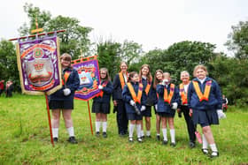 Sisters of Elizabeth Castlederg J.W.L.O.L  pictured in the field before the parade starts