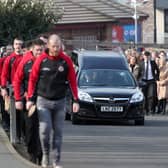 The funeral of Caolan Devlin, who died in a crash on the A5 road last Tuesday. The funeral took place in Coalisland on Saturday.Photograph by Declan Roughan / Press Eye