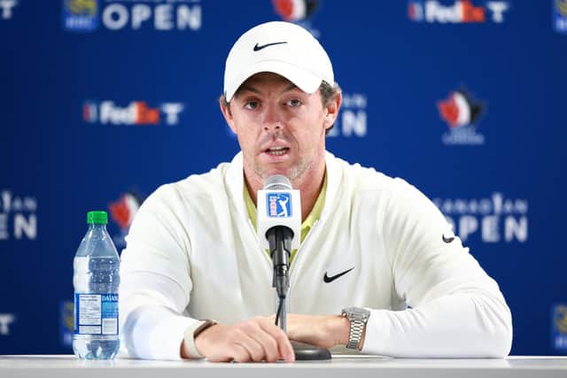 Northern Ireland's Rory McIlroy speaks to the media after playing in the Pro-Am of the RBC Canadian Open