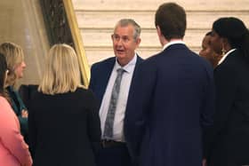 Sinn Féin has called on Assembly Speaker Edwin Poots, pictured, to stand aside pending a DUP investigation into claims of inappropriate behaviour by Jeffrey Donaldson