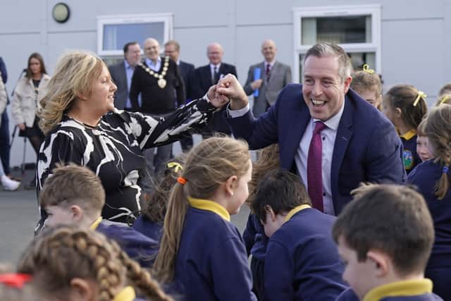 DUP Education Minister Paul Givan - seen here taking part in a ceili dance during a visit to Irish language-medium school - would be a popular choice with traditionalist elements of the party for the deputy leadership. He was appointed First Minister during Edwin Poots brief tenure as DUP leader. Photo: Niall Carson/PA Wire