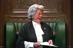 File photo dated 26/07/00 of a video grab of Betty Boothroyd, marking her retirement as Speaker of the House of Commons with a valedictory speech to MPs