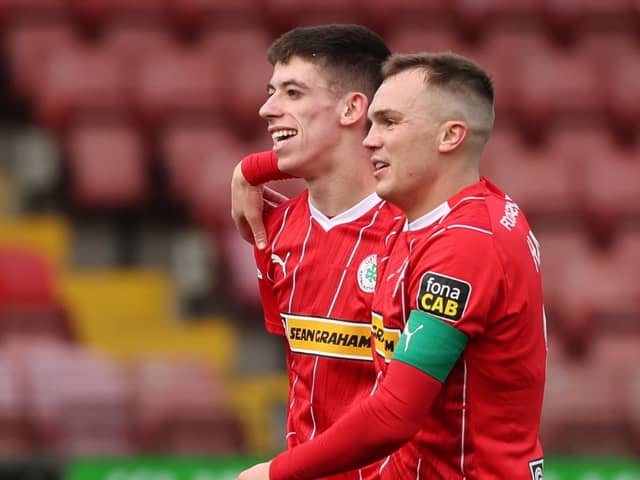 Rory Hale with one of Cliftonville's standout players of the season, Shea Kearney. PIC: Desmond Loughery/Pacemaker Press