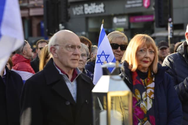 The vigil for Israel at Belfast City Hall in the wake of the Hamas terror attack on the Jewish state. Picture By: Arthur Allison: Pacemaker.