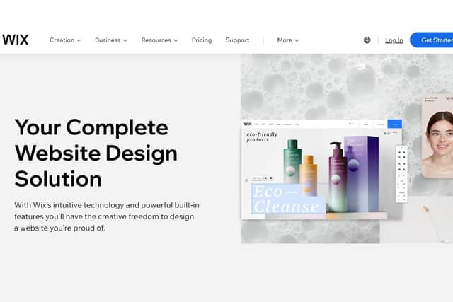 Part of Wix's website showing how it can help design websites