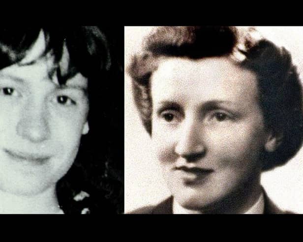 PIRA murder victims Mary Travers (left) and Alberta Quinton (right) - killed respectively in a gun attack on the Travers family as they left mass in south Belfast, and in the PIRA's Enniskillen atrocity against a crowd assembled for a memorial service on Remembrance Day