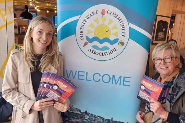 It’s almost time for this year’s Red Sails Festival in Portstewart which has a packed programme of music, dancing, craft and kids events. Pictured is Amy Donaghy, marketing and engagement manager at Flowerfield Art Centre with Sheila Jackson chair of Portstewart Community launching the 2024 Red Sails Festival programme