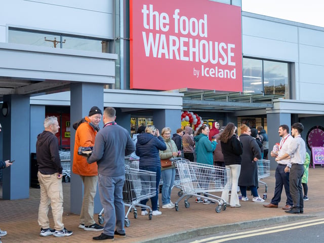 Ready, set, shop!: A queue of 104 customers formed ahead of the doors opening at The Food Warehouse in Bangor