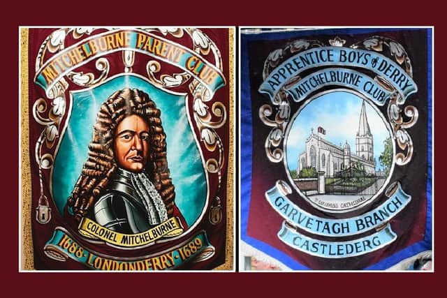Mitchelburne Club banners; the ABOD main Easter Monday march is in Cookstown