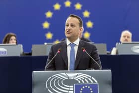 Irish Prime Minister Leo Varadkar debates the future of Europe with MEPs at the European Parliament in Strasbourg, eastern France, Wednesday, Jan.17, 2018. Varadkar's address is part of a series of debates involving European leaders on the "Future of Europe" with Varadkar the first leader to make such an address. (AP Photo/Jean-Francois Badias)