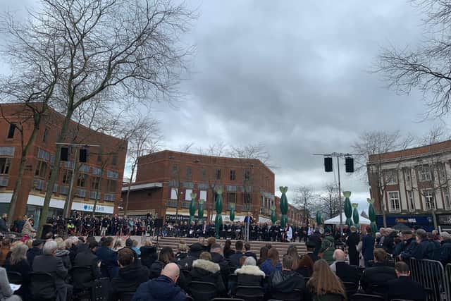 The Rt Hon Sir John Major is speaking at the 30th anniversary event of the Warrington Bombing. He said: “There is a light too bright to be extinguished and that light is hope”.
Photo: Warrington Borough Council.