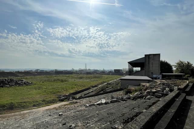 A general view of the derelict grounds of the Casement Park stadium