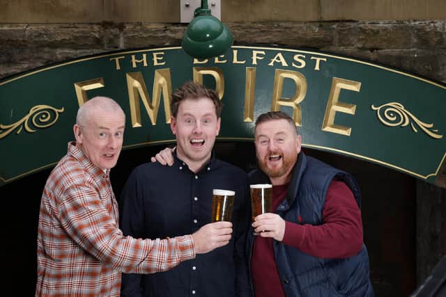 Comedy legends Colin Murphy, Paddy McDonnell and Ryan Andrews. The Empire Laughs Back joins forces with Harp Lager to take the famous comedy night on tour across Northern Ireland