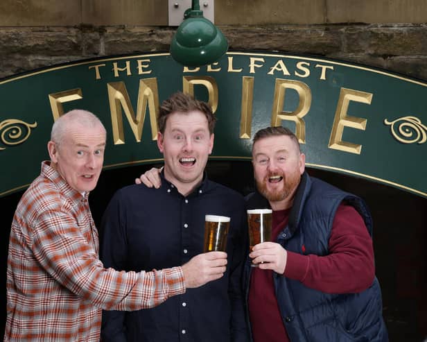 Comedy legends Colin Murphy, Paddy McDonnell and Ryan Andrews. The Empire Laughs Back joins forces with Harp Lager to take the famous comedy night on tour across Northern Ireland