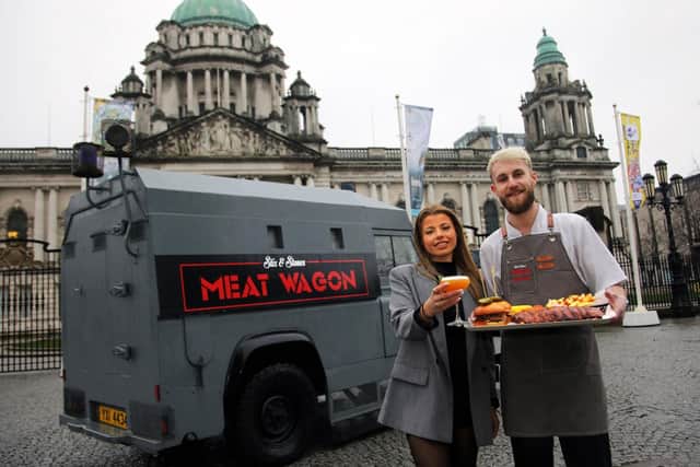 Belfast restaurant, Stix & Stones, is now offering local meat lovers a authentic barbecue experience with the launch of its new Stix & Stones Meat Wagon restaurant in  Belfast. 
Pictured launching the Stix & Stones Meat Wagon restaurant are Rory Lee, head chef, and Lauren McDermott, restaurant manager