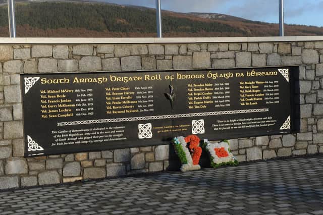 The IRA memorial wall at the Ti Chulainn centre in south Armagh