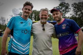 Ricky Adair (centre) with sons Mark (left) and Ross ahead of Belfast Wolves vs Edinburgh Castle Rockers this week. (Photo by Belfast Wolves)