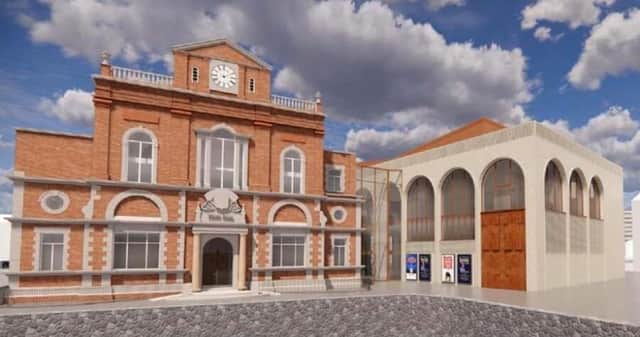 Newry Theatre: The new approved white brick design.