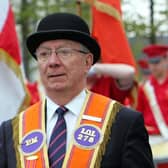 Tributes have been paid to former UUP MLA Sammy Gardiner MLA, seen here on parade on the Twelfth. Photo: Jeremy Marks.