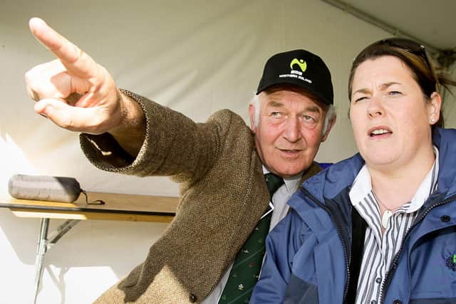 Irish National sheepdog society president Eric Barefoot explains the competition intricacies of the international sheepdog trials to Agriculture Minister Michelle Gildernew who visited the event at Massereene Farm, Antrim, in September 2012. Picture: Farming Life archives