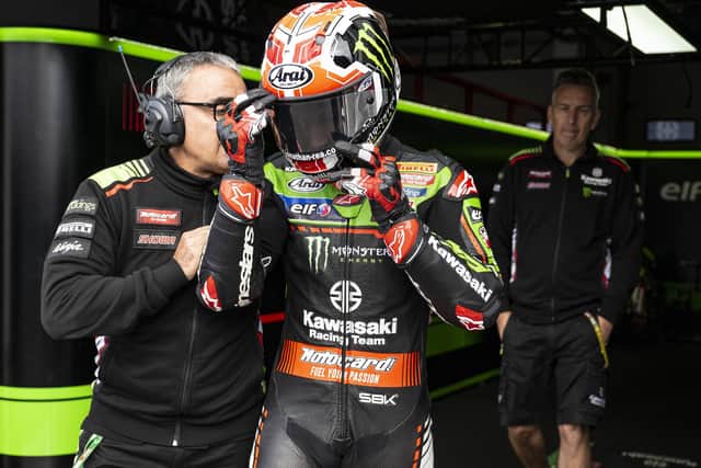 Jonathan Rea received a long-lap penalty in Sunday's second World Superbike race at Magny-Cours in France after a collision with Alvaro Bautista.